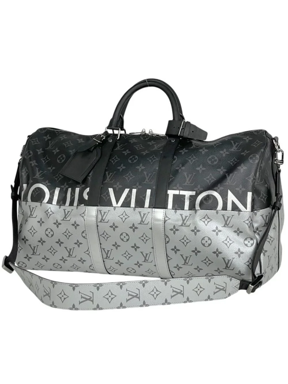 Louis Vuitton Keepall Bandouliere 50 2-Way Split Boston Bag Monogram Eclipse